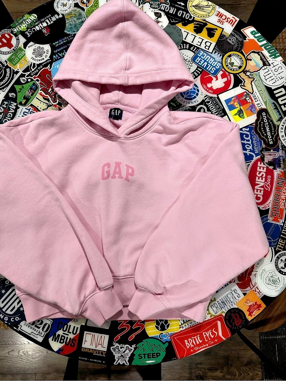 GAP Pink Cropped Hoodie